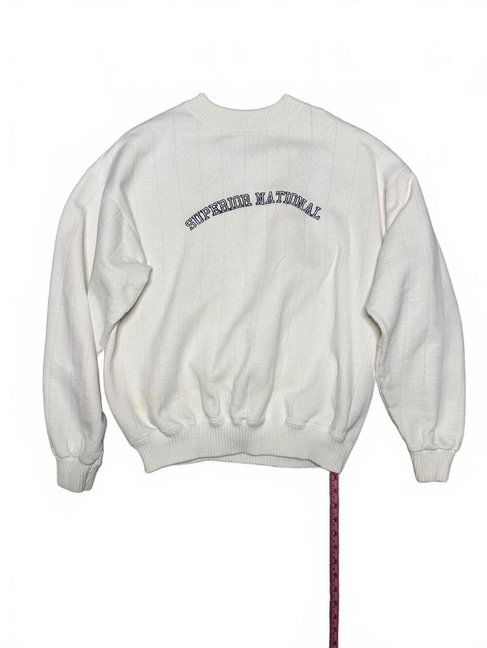 Superior National White Crewneck Sweatshirt with Ribbed  L